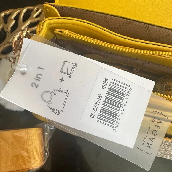 Chic Yellow Canvas Shoulder/Cross Body with Gold Hardware & Bonus Straps BNWT - Picture 11 of 17